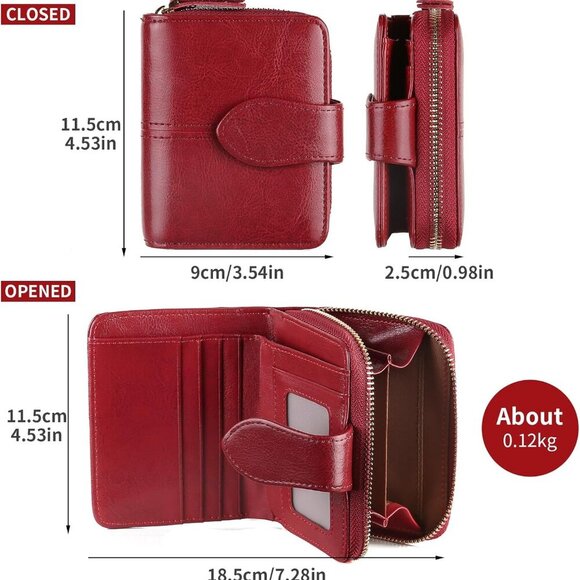 Women's Leather Wallet Small RFID Bifold Card Holder Compact Travel - Picture 5 of 8